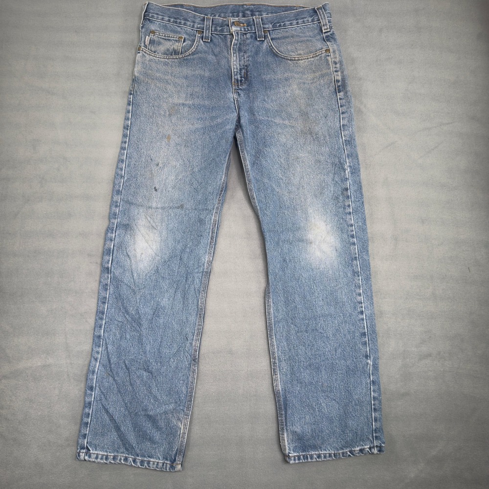 Carhartt Traditional Fit Blue Denim Jeans Mens 34x30 Workwear Straight Leg